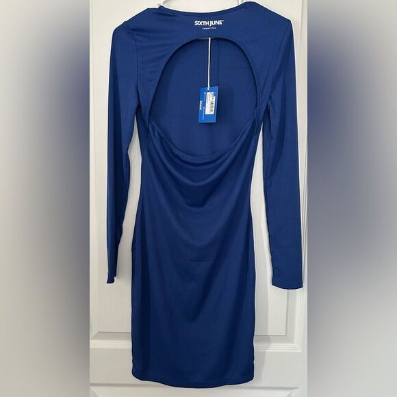 Sixth June Long Sleeve Open Back Ribbed Dress - Brand New, Size Large - Picture 2 of 6